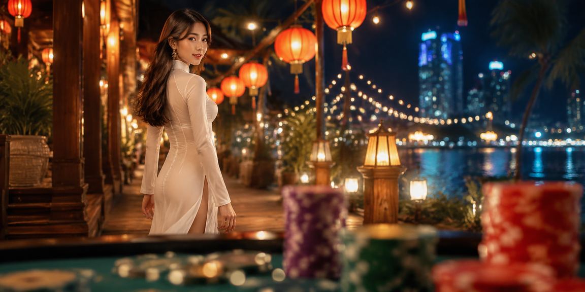 Khách chơi cá cược tại casino Phú Quốc trong trang phục áo dài